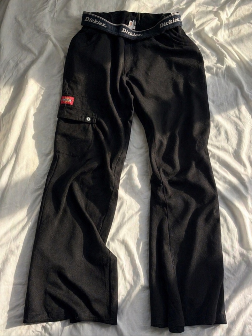 Dickies Black Cargo Pants Faded Workwear Streetwear Relaxed Small